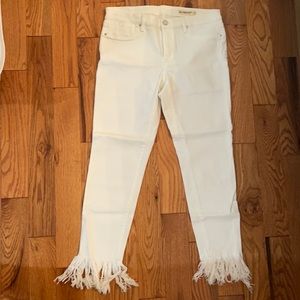 Never worn - white jeans with fringe bottom